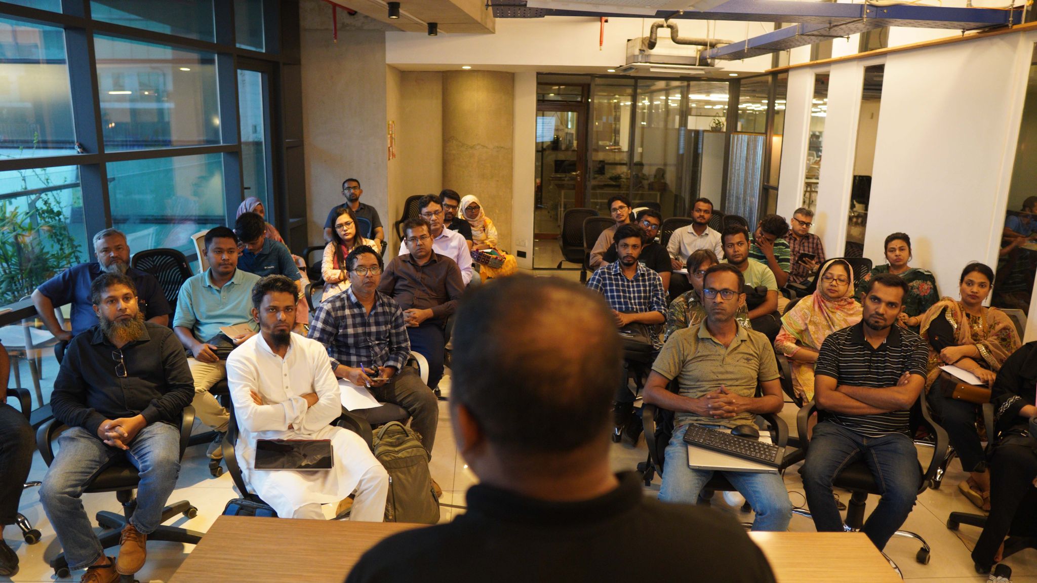 Founders listening during Prosun Bepari's startup workshop